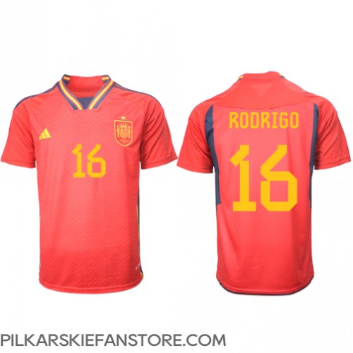 Tanie Strój piłkarski Hiszpania Rodri Hernandez #16 Koszulka Podstawowej MŚ 2022 Krótkie Rękawy